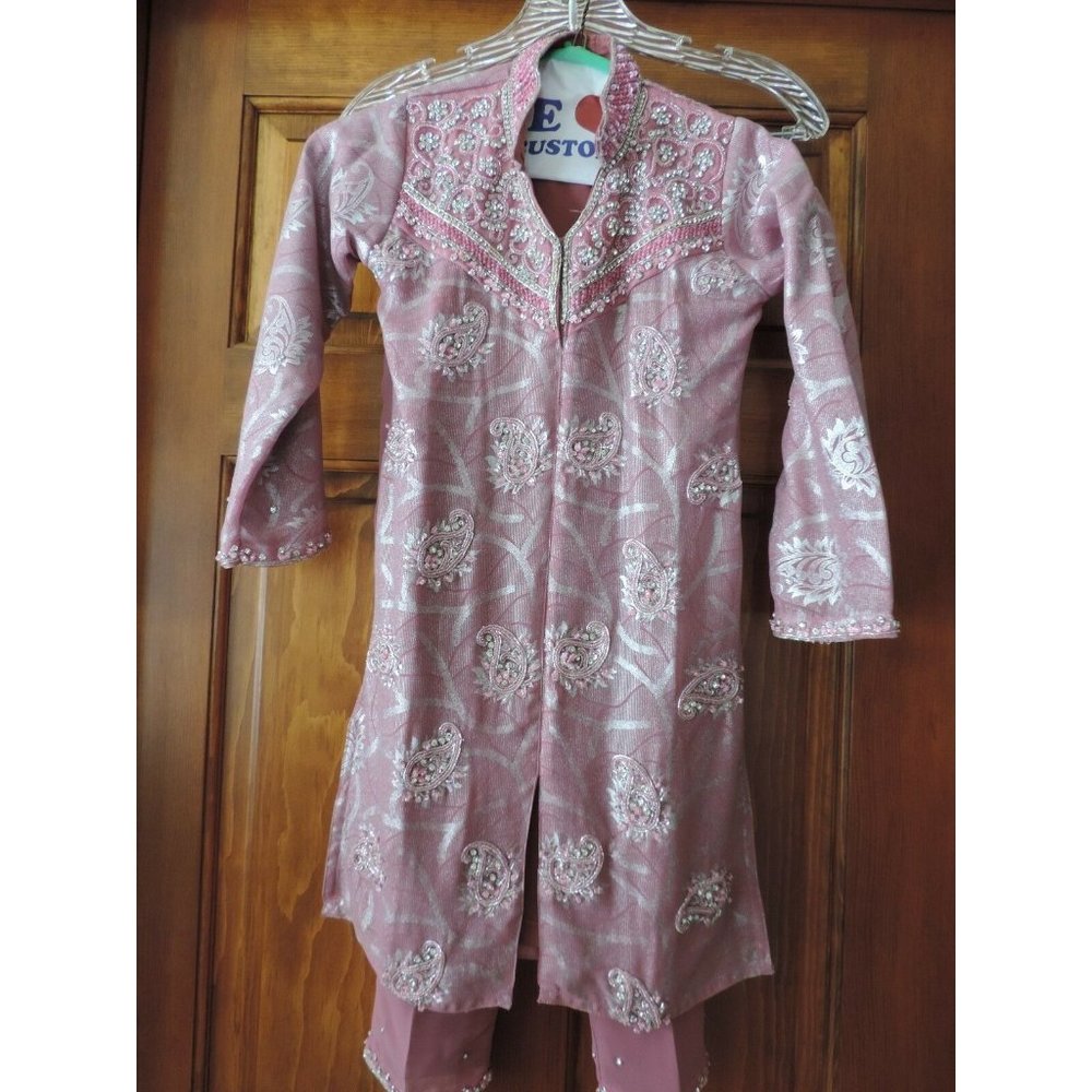 Beaded Indian Girls Dress Tunic and Pants for Childs Costume Size 26 Authentic